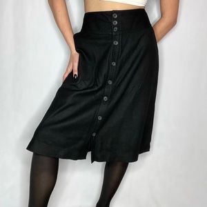 vintage 90's midi long black button down skirt banana republic women's size 4